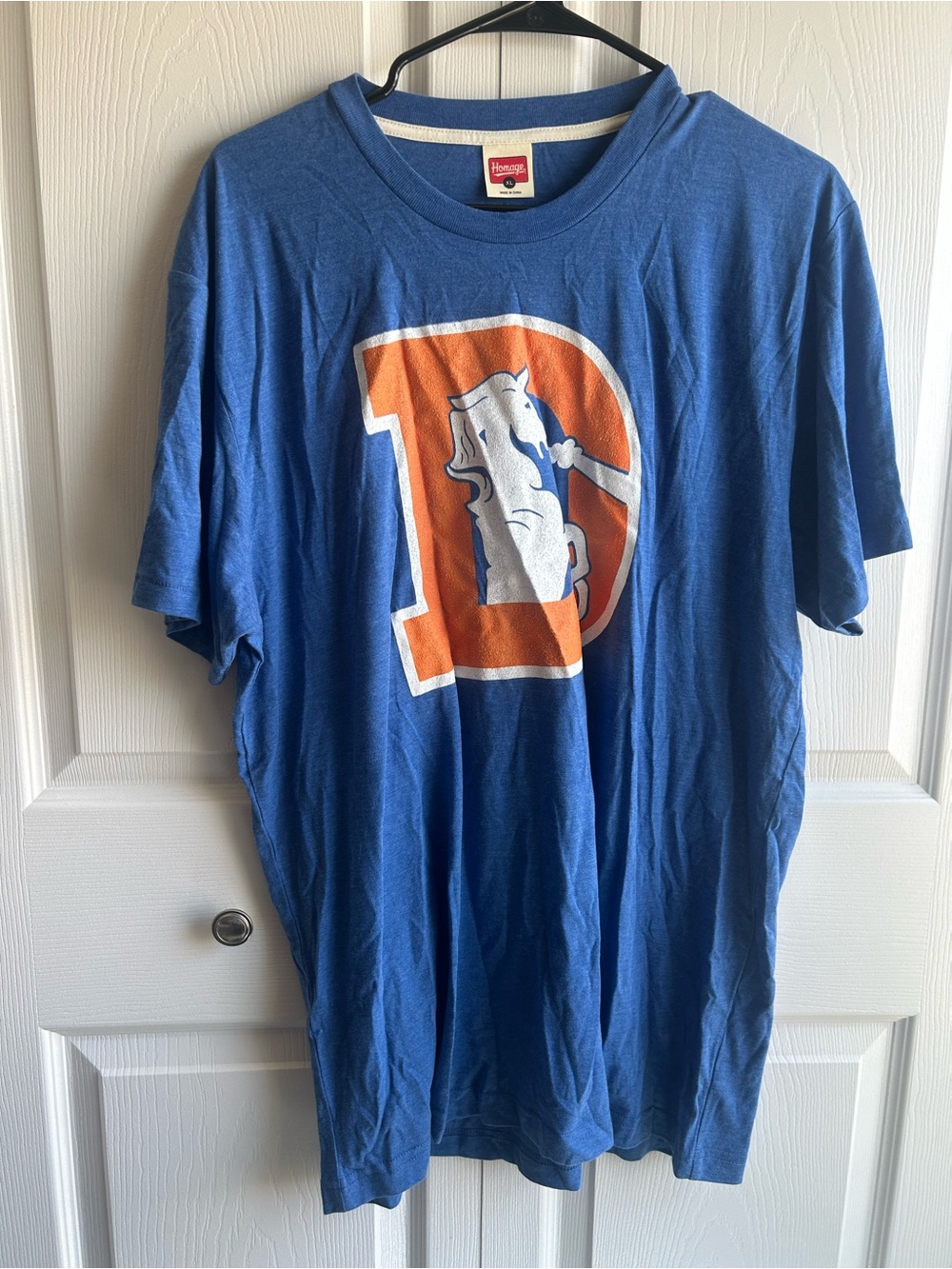 HOMAGE Royal Blue Short-Sleeve Tee with Orange & White Graphic